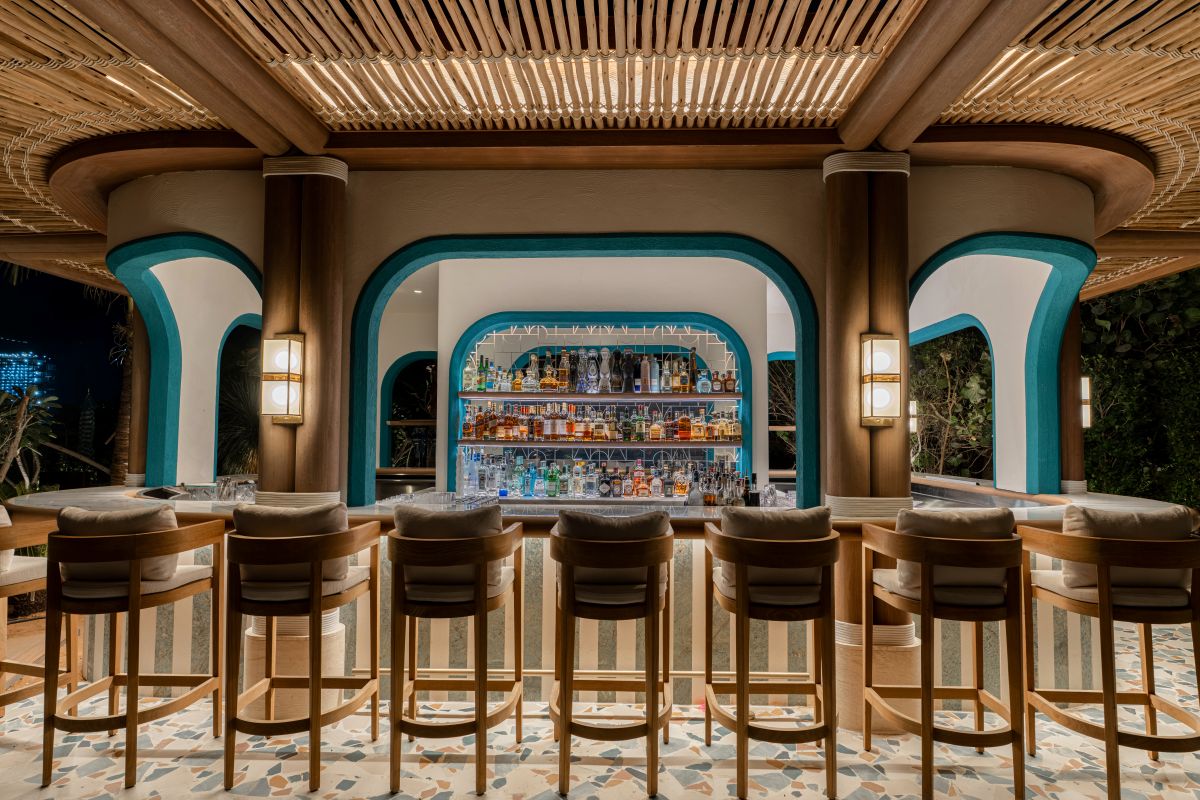 Accent lighting in luxury bar and lounge area